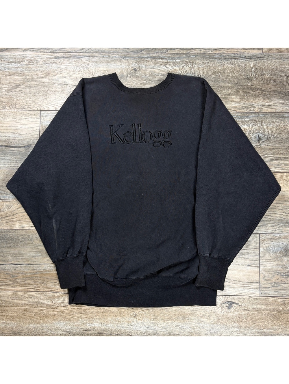 90’s Kellogg champion reverse weave black crewneck sweatshirt